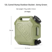 ISE MOUNT Hump Seau d'eau extérieur 12L portable avec double poignée et robinet en PP/PE pour camping, randonnée et voyages en voiture