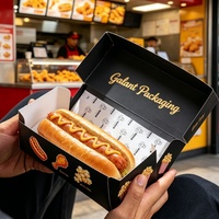 Boîte d'emballage en papier pour corn-dogs personnalisée, biodégradable, coulissante, pour sandwichs, petit-déjeuner, déjeuner, boutique