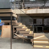VIKO Escalier d'intérieur moderne en chêne suspendu Escalier flottant