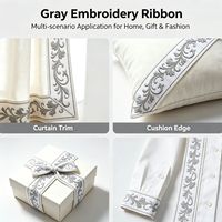 Ruban brodé motif acanthe bleu clair, dentelle 100 % polyester gaufrée haute densité pour rideaux, chapeaux et décoration intérieure