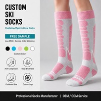 Chaussettes de ski multicolores rembourrées jusqu'au genou, chaussettes de snowboard avec coussinets pour le talon et soutien de la voûte plantaire, chaussettes de sport d'hiver montantes au-dessus du mollet
