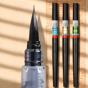 Kit de 4 pinceaux de calligraphie de qualité artiste à pointe souple pour l'écriture chinoise, le <span class=keywords><strong>kanji</strong></span> japonais et le calligraphie manuscrite – Matériel artistique - Product Image 1