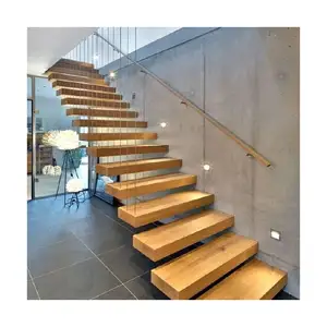 Floating Staircase Floating Staircase Safety Interior Wood Stair Tread Floating Staircase Stainless Steel Railing Systems