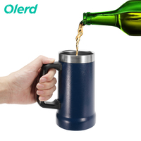 Nouvelle conception, tasse à bière en acier inoxydable à double paroi de 700 ml avec poignée, logo personnalisé, gobelet isotherme en métal pour les voyages
