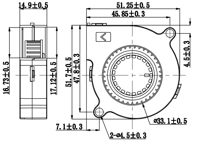 YBH5015B12F 50X5 0X 15MM 5015ミニブラシレス高圧空気清浄機DCブロワー24Vファン