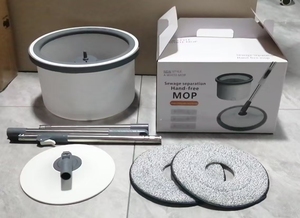 Fregona Mágica Blanca Pequeña Turbo Spin Telescópica Redonda con Separación de Aguas Residuales y Cubo Escurridor Manos Libres - Product Image 6