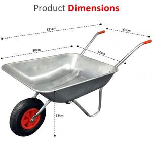 <span class=keywords><strong>65L</strong></span> <span class=keywords><strong>Wheelbarrow</strong></span> के साथ भारी शुल्क जस्ती होम गार्डन धातु गाड़ी वायवीय टायर - Product Image 6