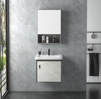 Meubles de salle de bain modernes en aluminium de 100, 120, 140 cm avec lavabo mural en ardoise rocheuse, nouveau design, prix abordable