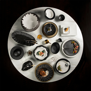 2024 recién llegados Apto para lavavajillas diseño de piedra de roca cerámica porcelana creativa platos de Pasta negra para restaurante Hotel <span class=keywords><strong>Bistro</strong></span> - Product Image 6