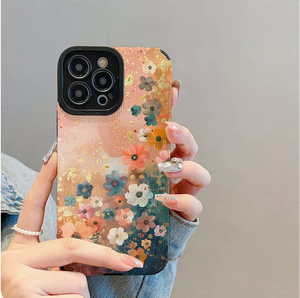 Custodia per cellulare in pelle artificiale TPU con stampa floreale piccola e motivo graffiti per iPhone X, XR, 11, 12, 13, 14, 15, 16, 17, 18 Pro Max - Product Image 1