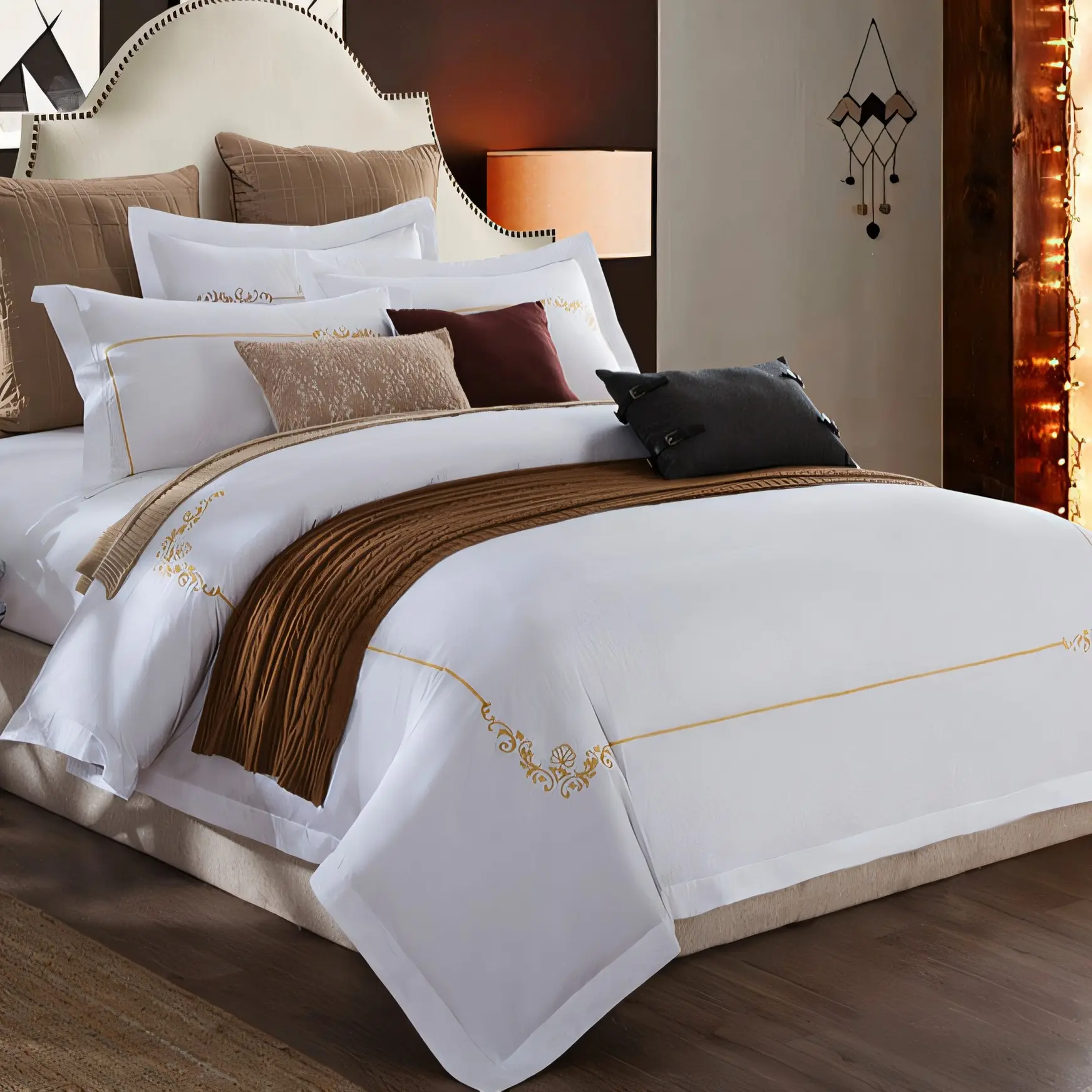 Percale ซูเปอร์คิงไซส์5ดาวโรงแรมใช้อียิปต์ผ้าฝ้ายชุดเครื่องนอนหรูสำหรับโรงแรม