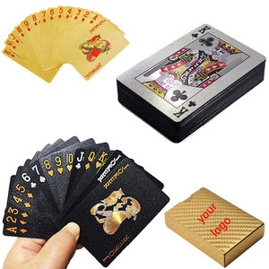 批发定制设计印刷塑料扑克牌高品质黑色扑克牌带盒性赌场光滑耐用黄金 - Product Image 1