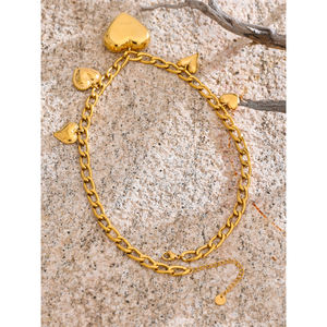 Collar JINYOU 3211 con Dijes de Corazón Grueso de Acero Inoxidable Impermeable de Alta Calidad con Encanto Dorado - Product Image 3