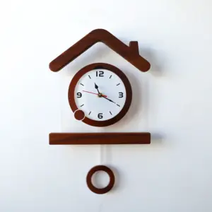 שעון קיר יוקרה מעץ באיכות גבוהה בית קיר דקור מטוטלת שעון סופר שקט תנועה עיצוב צורת בית למשרד ביתי