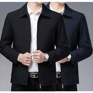 <strong>Men's</strong> High Quality Loose Fitting <strong>Jacket</strong> for Spring and Autumn Middle Aged Lapel Casual Top Coated <strong>Canvas</strong> Fabric - Product Image 2