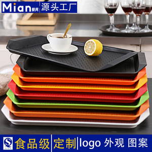 ถาดเสิร์ฟพลาสติกทรงสี่เหลี่ยมหนาสำหรับร้านอาหารฟาสต์ฟู้ดและโรงอาหาร ขายส่ง - Product Image 4