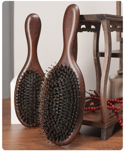 Ebony Wood Boar Bristle Cushion <b>Brush</b>, <b>Scalp</b> Massage Hair <b>Brush</b> for Detangling Smooth Silky Hair - Product Image 5