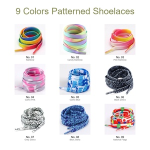 Lacets personnalisés en polyester dégradé arc-en-ciel de 8 mm, cordons colorés camouflage en gros pour chaussures de skate montantes et plates, fournisseur en vrac - Product Image 3
