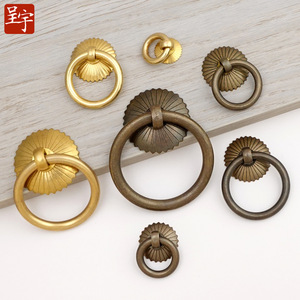 Traditional Chinese Brass Drawer Pull Rings Die Casting Handle For Cabinet Door Surface Decoration - Product Image 1