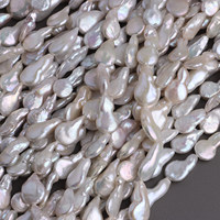 Perles de culture d'eau douce baroques à queue irrégulière, blanches, haute brillance, en vrac, 12-13x20-21mm pour la fabrication de bijoux