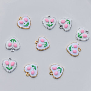 Pendentif en forme de cœur, fleur de tulipe, alliage de zinc, goutte d'huile, pour la fabrication de boucles d'oreilles, accessoires de bijouterie GJ158 - Product Image 2