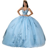 Robe de Quinceañera personnalisée, brillante, couleur champagne, style robe de bal, avec appliques en dentelle, perles et corset, pour Sweet 16 et Vestidos De 15 Anos