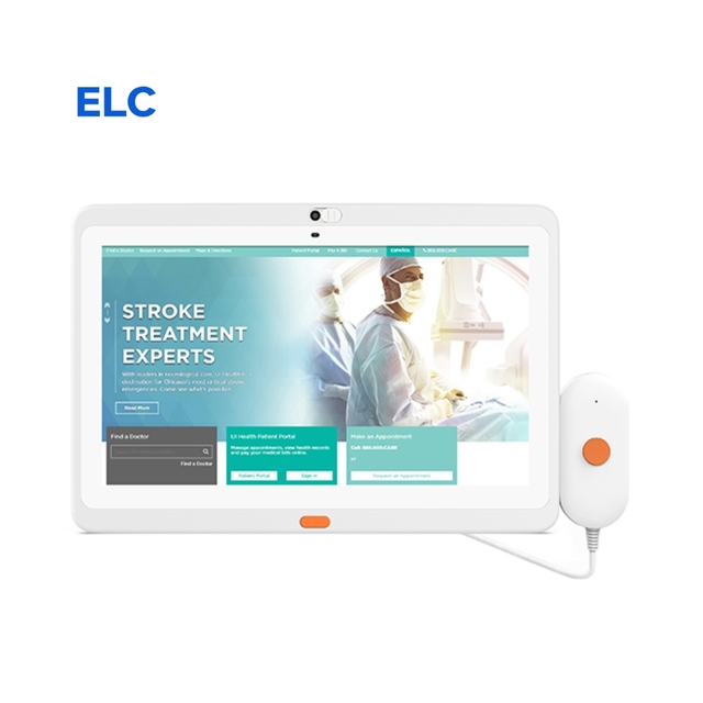 WH1332T Healthcare Android Tablet Wall Mount Medical Hospital Patient Care Call Handle Service Touch Screen SOS Bottom