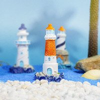 Ornement décoratif écologique en résine, style méditerranéen, micro-paysage de mousse rayée, phare pour terrarium de plantes succulentes