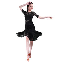 Costume de danse latine pour adulte, nouveau style, justaucorps de pratique de danse, robe d'été sexy en dentelle pour femme, coupe ajustée, pour performance