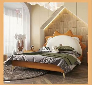 Leo Zodiac Boys Daybed Soft <b>Padding</b> Cute Baby <b>Bed</b> Full Modern Minimalist Kids Wood Frame Cotton Upholstery Bedroom Small Space - Product Image 5