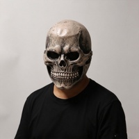 En gros, Ensemble de masques en latex vintage effet vieilli, motif crâne texturé osseux, couvre-tête intégral avec mâchoire fixe, pour Halloween, cosplay et fête