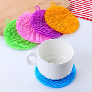 Silicone Dishwashing Brush Round Multi Functional With Heat Insulation For Pots And Pans Mixed Colors - Product Image 1