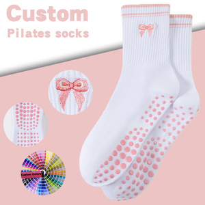 Custom Silicone Yoga Ballet Cotton Crew Short White Grip Women Sports Non Slip Yoga Pilates Sock For Women - Product Image 2