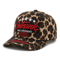 Casquette de baseball sportive personnalisée de haute qualité 100% coton, motif léopard camouflage, broderie rouge délavée, style streetwear, vente en gros OEM ODM