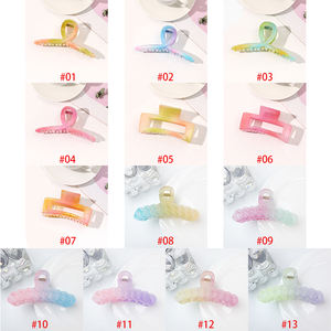 Clip de agarre femenino de estilo Pastoral degradado sentido avanzado garra de pelo de geometría deslumbrante 11cm Clip de tiburón de temperamento de plástico para mujer - Product Image 5