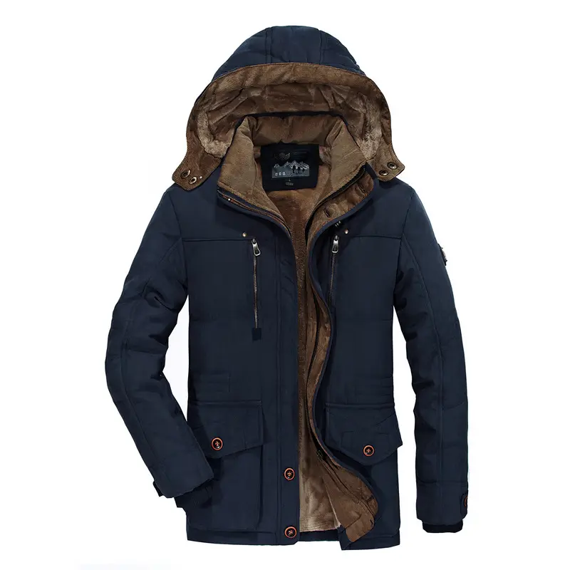 OEM Custom Design Thicken Warm hooded fashion Leisure custom windproof jacket for men Windbreaker winter plus size men's jackets