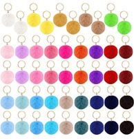 Pom boule de fourrure porte-clés pompon bouffée coeur avec des boules en vrac Faux moelleux fourrure peluches Furball vrais poms arc-en-ciel bouffées porte-clés