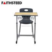 Ensemble de bureau et chaise d'école en métal de haute qualité, réglable en hauteur, avec structure métallique durable, table d'étude pour étudiants en classe