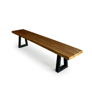 Modern Solid Wood Patio <b>Bench</b> Metal Frame Outdoor <b>Bench</b> Rectangular Seating for <b>Garden</b> Patio - Product Image 1