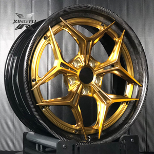 Rines XINGTU Performance Gold de Fibra de Carbono Forjada, Diseño Cóncavo Profundo, 20, 21 y 22 Pulgadas, PCD 5x130 para <span class=keywords><strong>McLaren</strong></span>, BMW, Mercedes Benz AMG - Product Image 1
