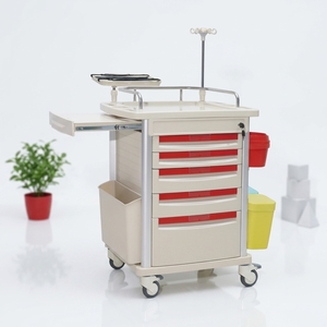 Chariot d'urgence médical multifonctionnel Hochey, structure en aluminium, acier et ABS, système <span class=keywords><strong>de</strong></span> verrouillage centralisé, roues, modèle - Product Image 5