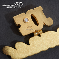 Pendentif personnalisé double couche avec nom, plaqué or, en argent S925, avec lettres en moissanite serties, chaîne tennis, bijoux hip-hop pour hommes