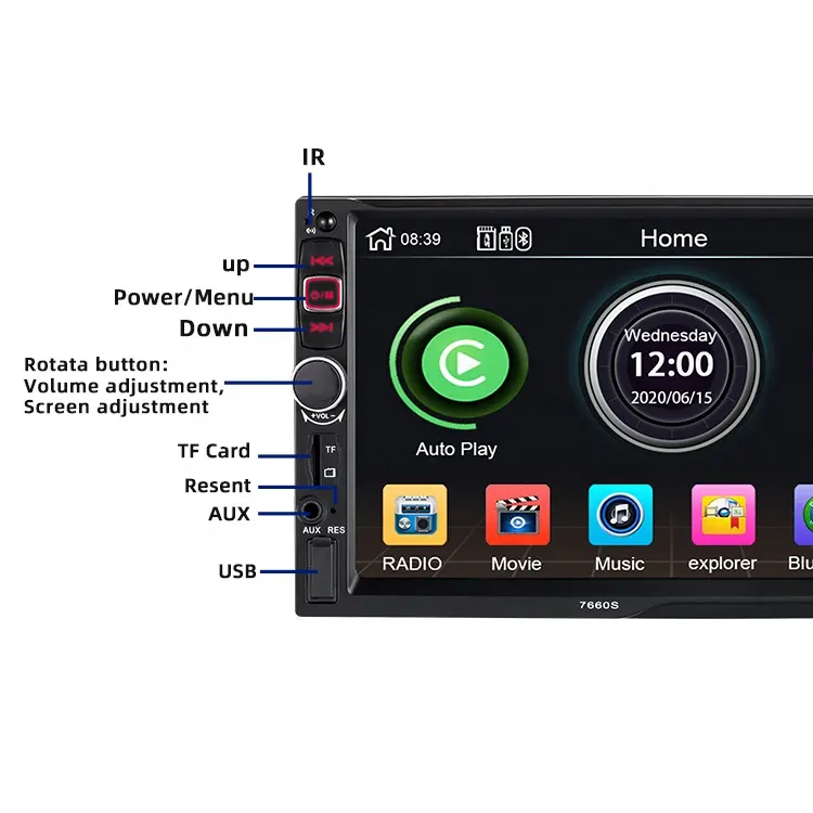 유니버설 7 인치 터치 스크린 자동 라디오 비디오 스테레오 Mp5 Dvd 플레이어 자동차 오디오 시스템