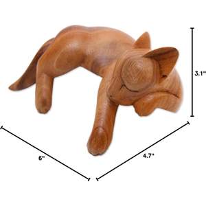 NOVICA Handmade <b>Rustic</b> <b>Home</b> <b>Decor</b> Sculpture Artisan Crafted Suar Wood Natural Finish Unique Cat Accent 3.1x6x4.7 Inches 7.4 - Product Image 2