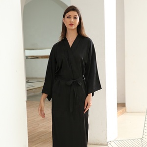 Long Luxury <strong>Ladies</strong> Nightgown Black Bathrobe Satin Bridesmaid <strong>Robe</strong> Women Plain <strong>Kimono</strong> <strong>Robe</strong> 6040 - Product Image 3