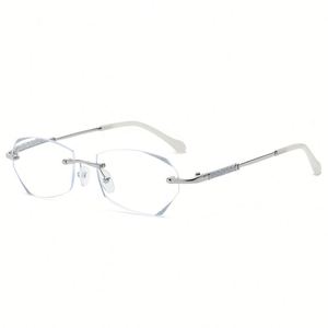 Lunettes de lecture pour femmes 2024, style rétro, sans monture, avec branches en métal, anti-lumière bleue, coupe diamant - Product Image 6