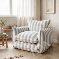 Vakuumkomprimierter Akzent-Sessel mit gestreiftem Stoff, moderner Wohnzimmer-Einzelsessel, Freizeit-Armlehnstuhl