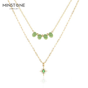 Collana in oro da donna collana impermeabile placcata in pietra naturale di alta qualità con ciondolo in pietra naturale di alta qualità - Product Image 2