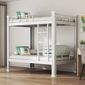 Lit superposé en métal moderne en acier épaissi robuste, double sur double, pour dortoir d'étudiant, chambre à coucher, <span class=keywords><strong>appartement</strong></span> - Product Image 1