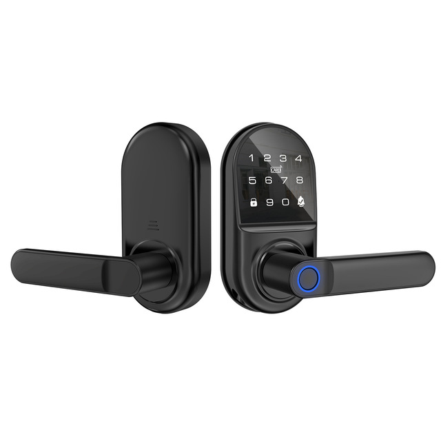 Tuya for Multi-language Indoor Door Fingerprint Unlock Password Card Swiping APP & Key Management No Drilling Lock